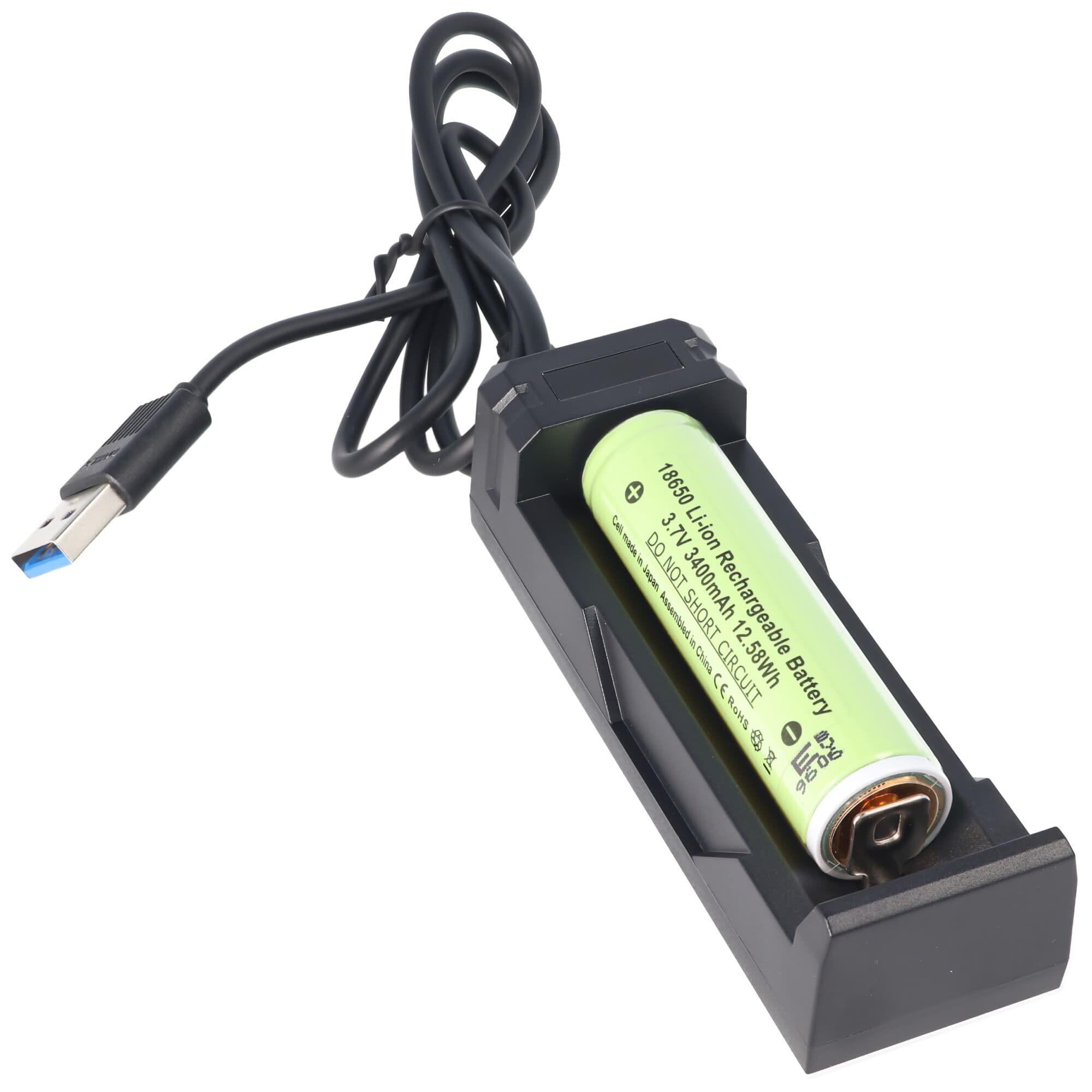 Batterie Li-ion Panasonic 18650 avec 3400mAh et circuit de protection et chargeur rapide
